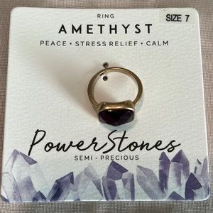 NWOT Power Stones Semi-Precious Amethyst Ring Size 7